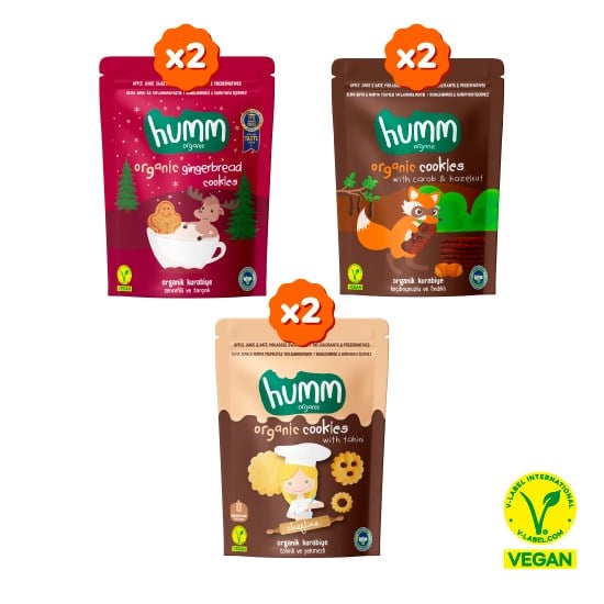 Organik Vegan Tatlı Kurabiye Atıştırmalık Paketi - 6 adet (3 çeşit)