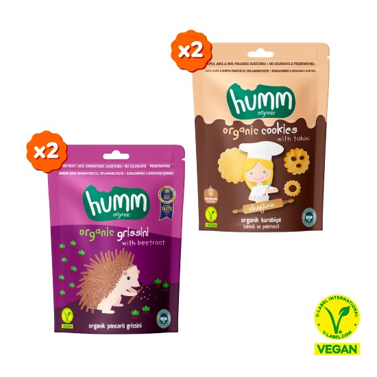 Organic Vegan Savory Grissini & Sweet Cookies Snack Pack - 4 Pieces (2 Varieties)