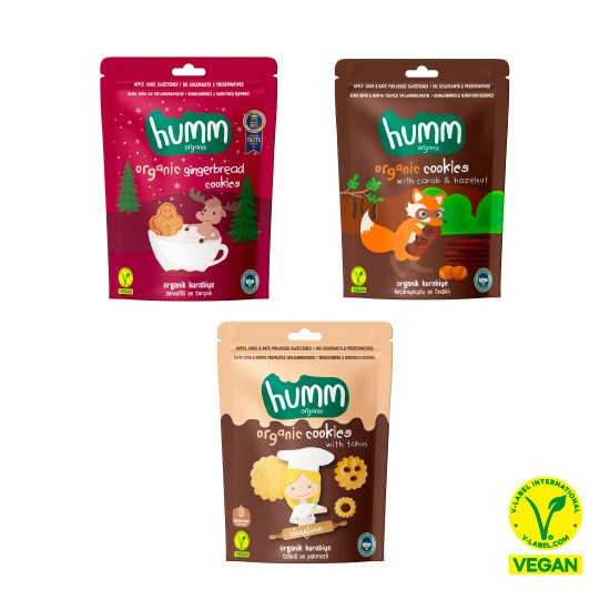 Organik Vegan Zencefilli Keçiboynuzlu Tahinli Kurabiyeler Atıştırmalık Paketi - 3 Adet (3 Çeşit)