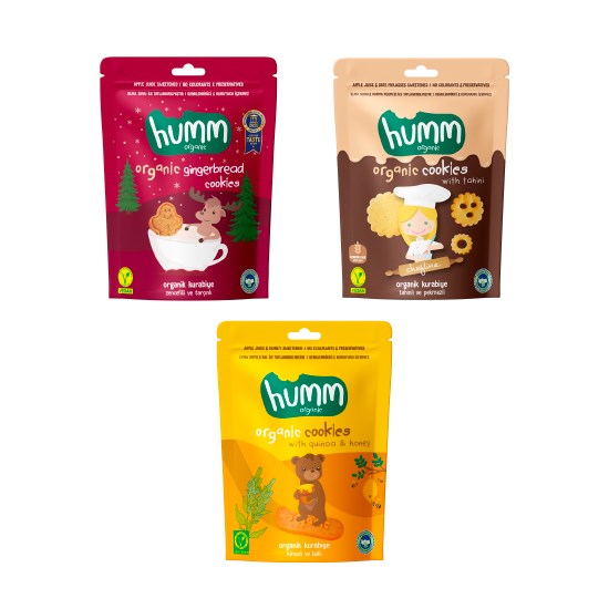 Organik Vegan Zencefilli Tahinli Ballı Kinoalı Kurabiyeler Atıştırmalık Paketi - 3 Adet (3 Çeşit)