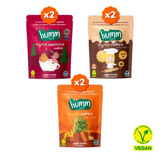 Organic Vegan Ginger, Tahini & Orange Sweet Cookies Snack Pack – 6 Pieces (3 Varieties)