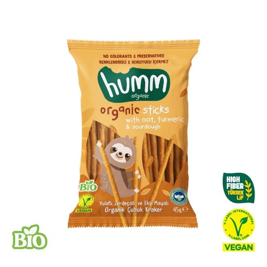 Organik Yulaflı Zerdeçallı ve Ekşi Mayalı Çubuk Kraker - 45g