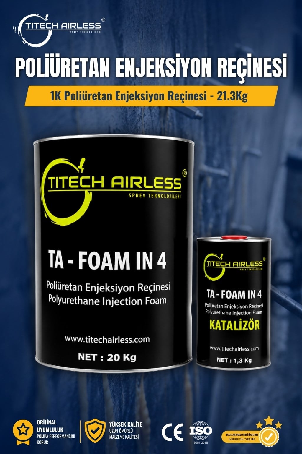 1K Poliüretan Enjeksiyon Reçinesi - 21.3Kg