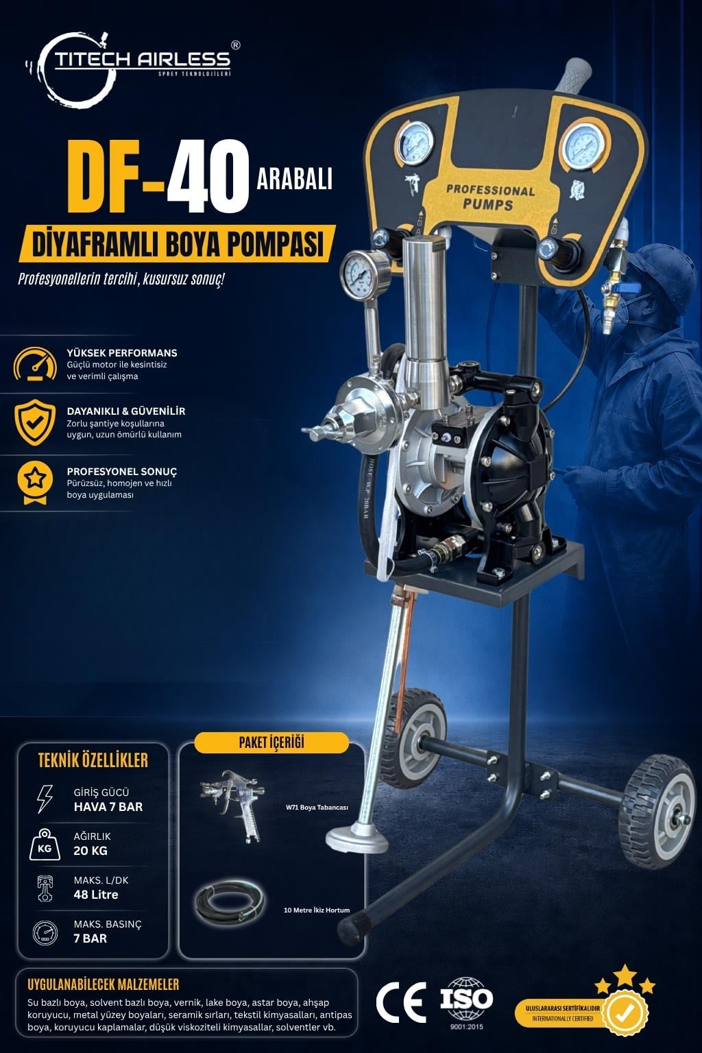 DF-40 Arabalı Diyaframlı Boya Pompası
