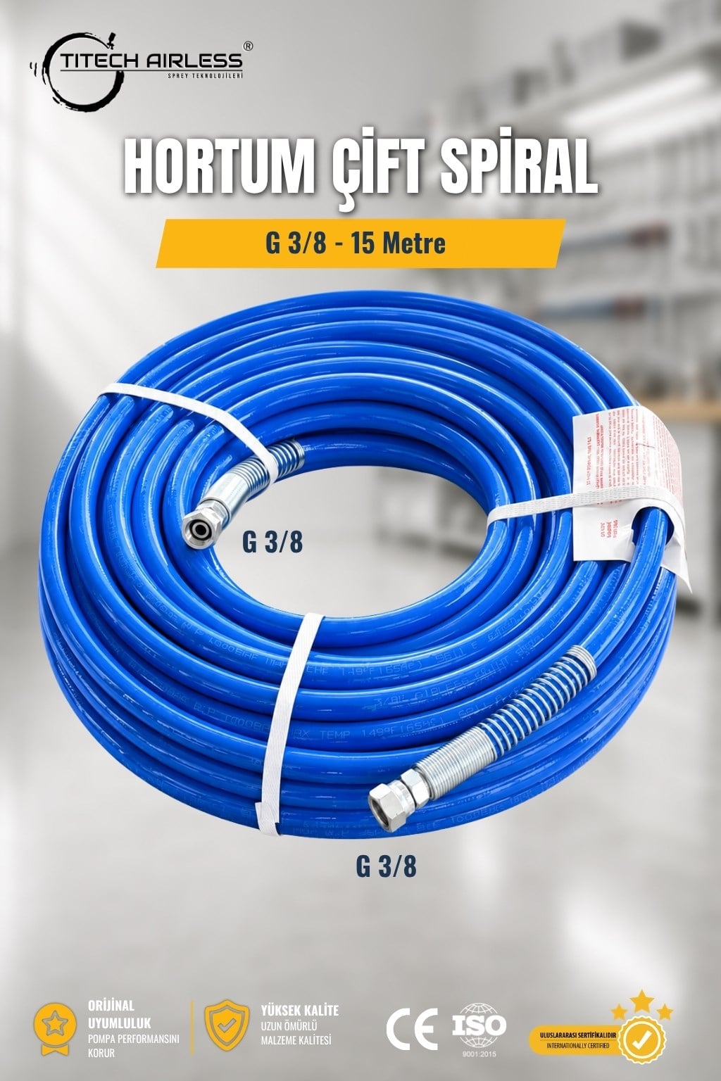 Hortum Çift Spiral 3/8'' - 15 metre
