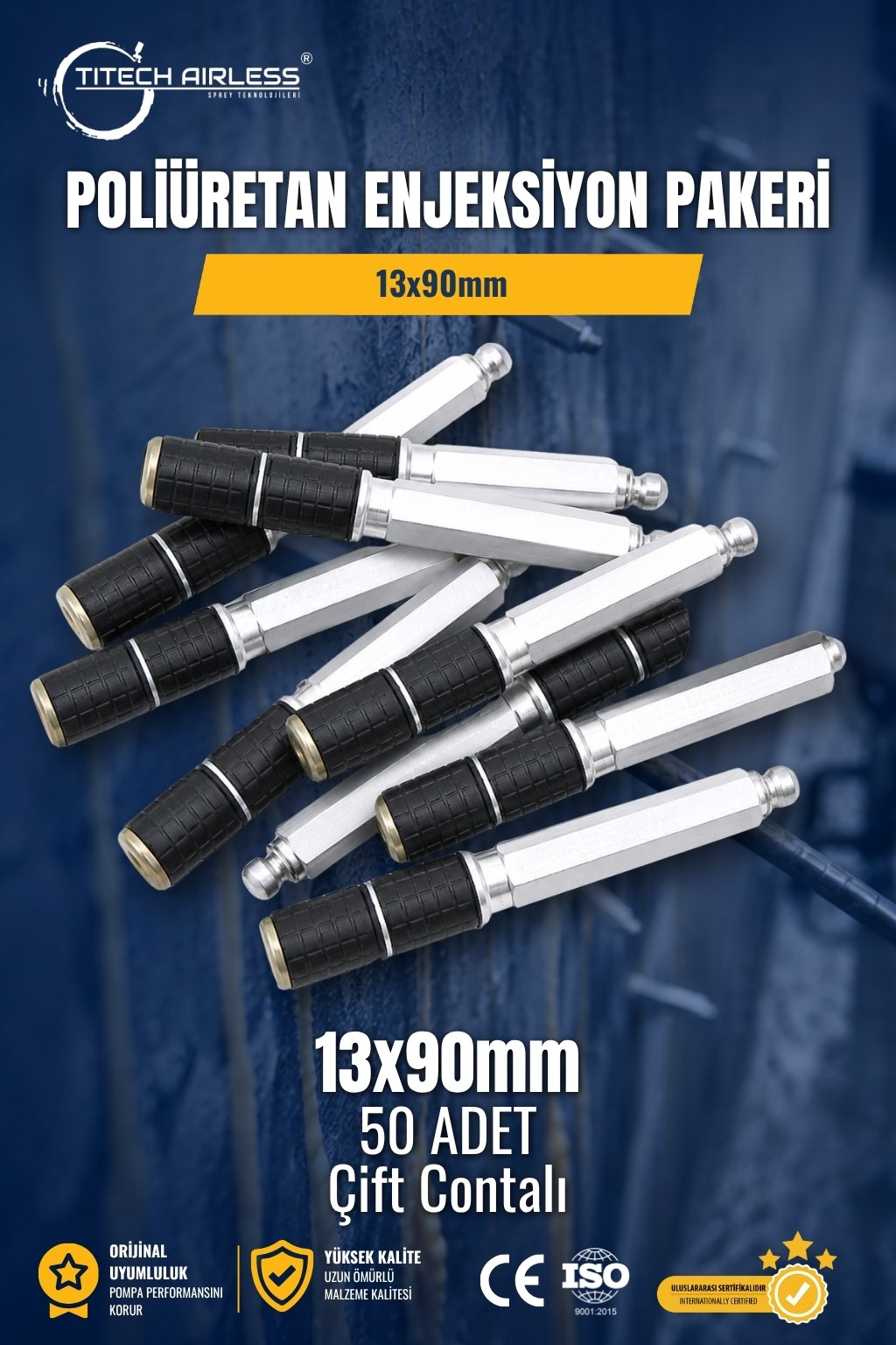 Poliüretan Enjeksiyon Pakeri 13x90mm 50 Adet