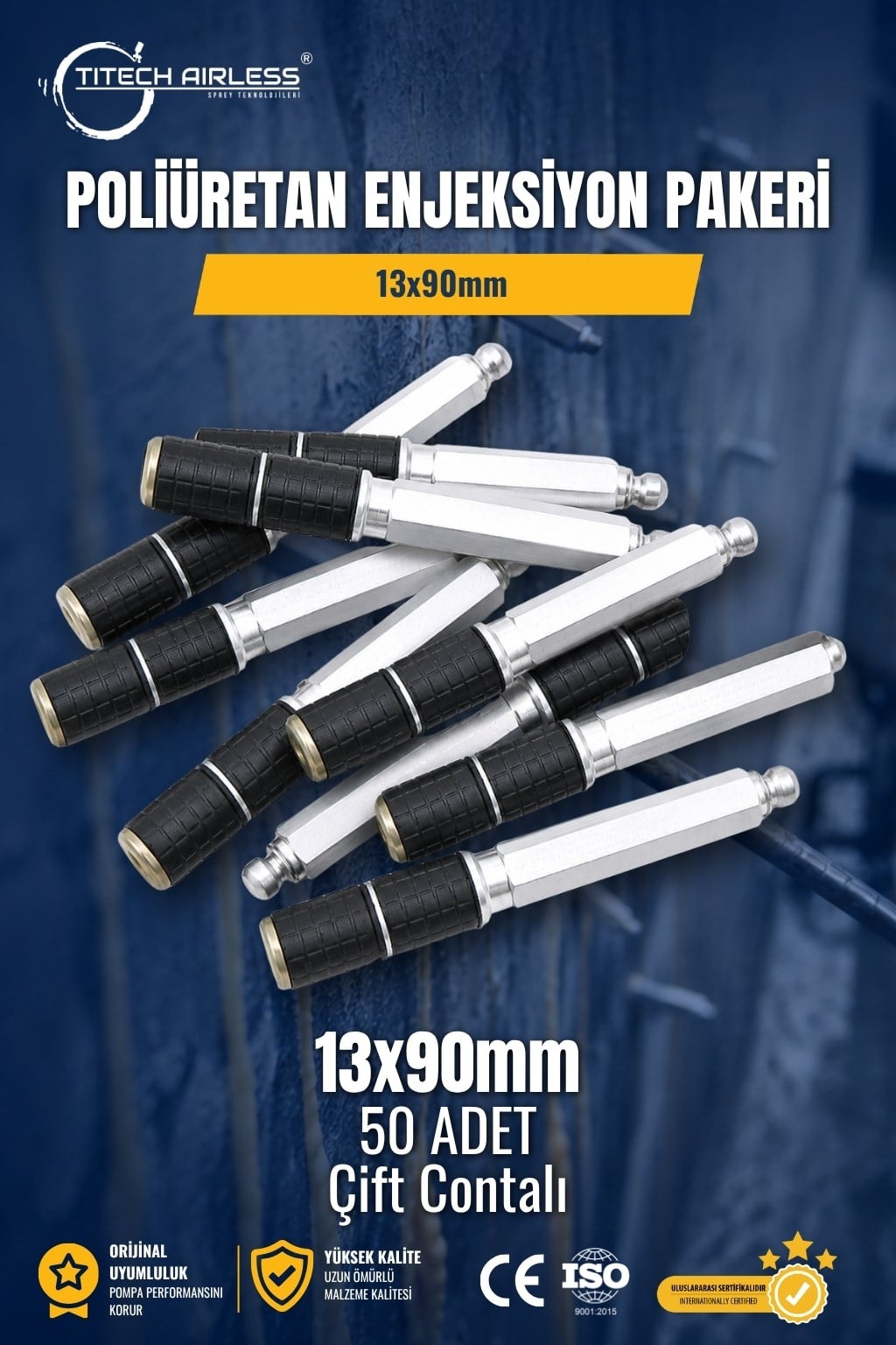 Poliüretan Enjeksiyon Pakeri 13x90mm 50 Adet