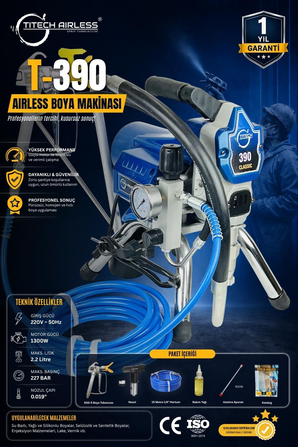 T-390 Elektrikli Airless Boya Makinası (Kartsız)