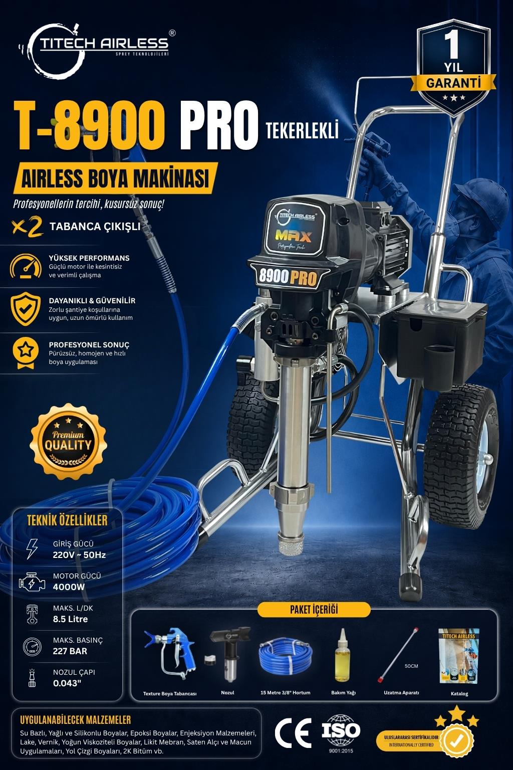 T-8900 PRO Elektrikli Airless Boya Makinası-Dijital