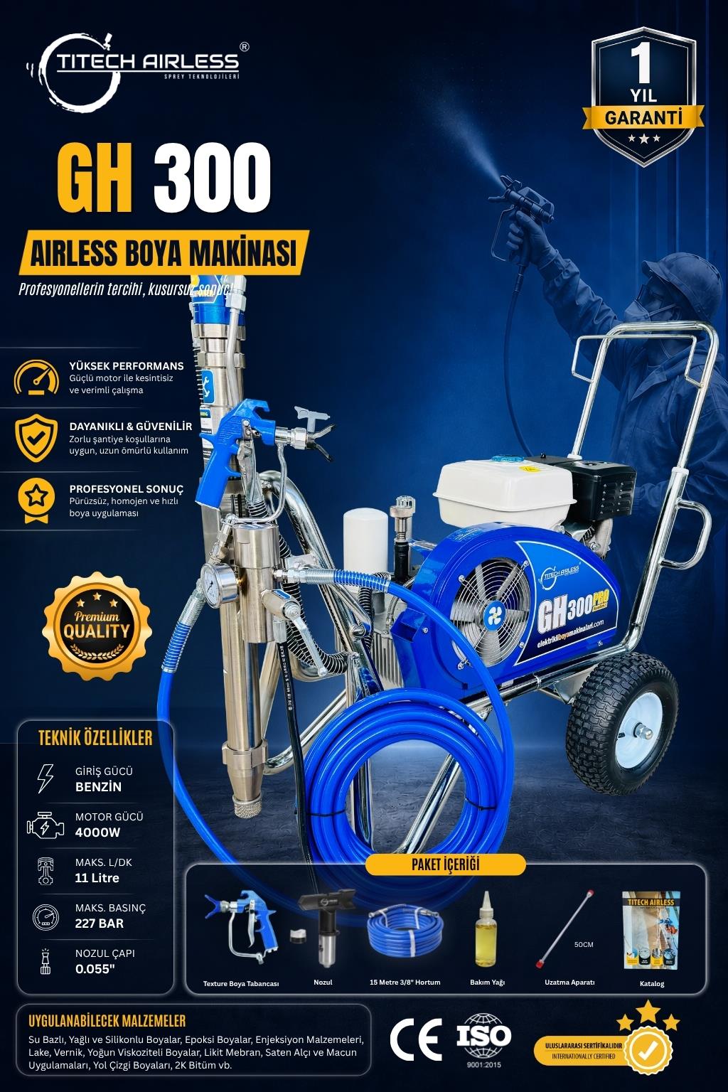 TITECH GH-300 Airless Boya Makinası - Benzinli
