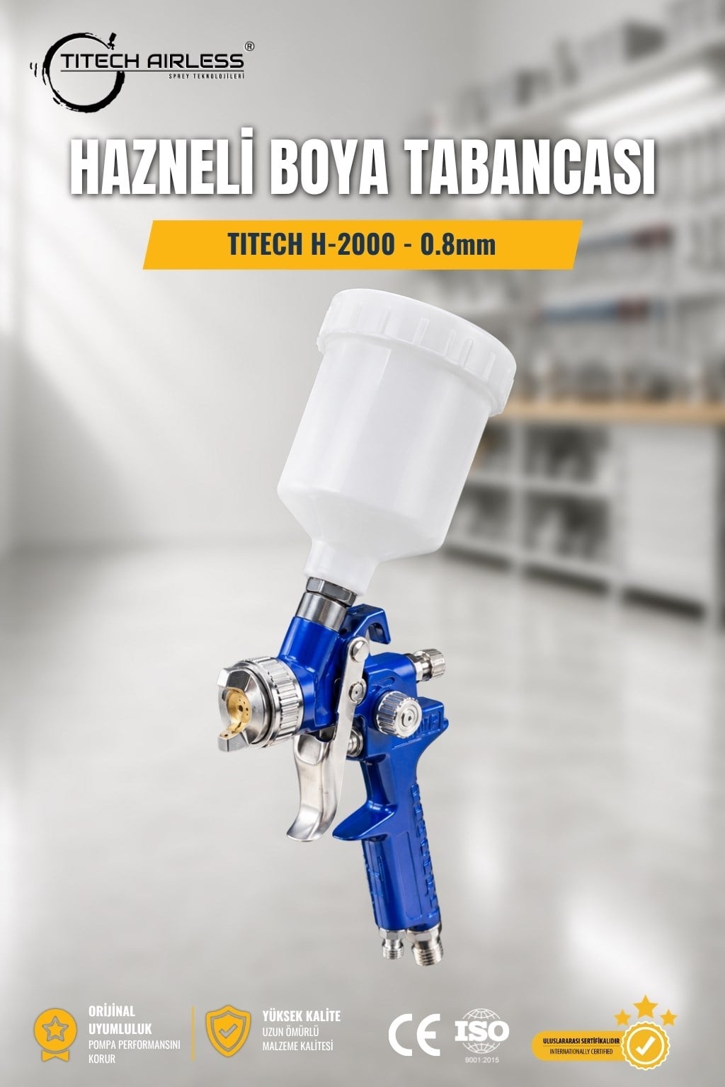 Titech H-2000 Profesyonel HVLP Gölge Tabancası 0.8 mm