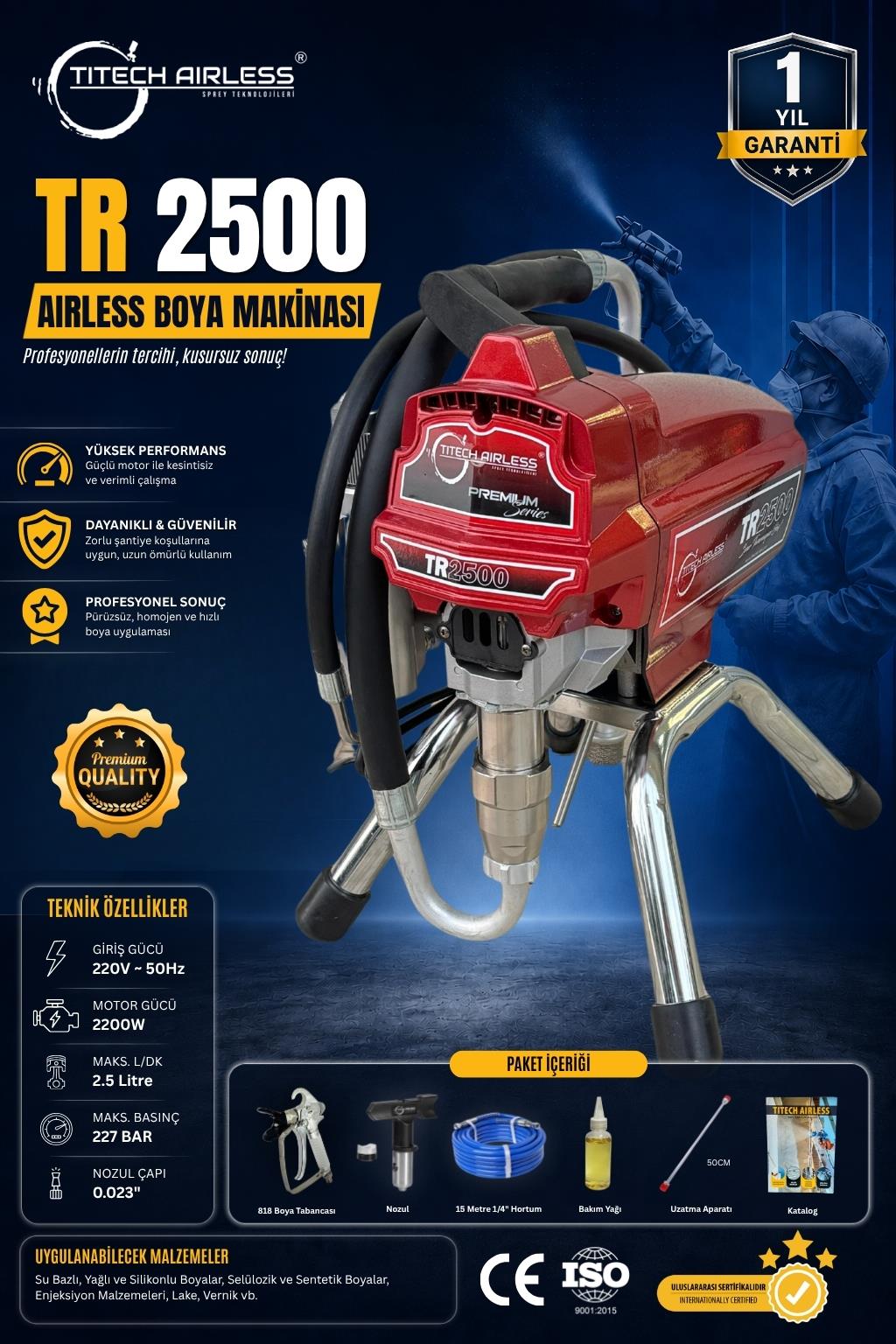 TR-2500 Elektrikli Airless Boya Makinası - Dijital