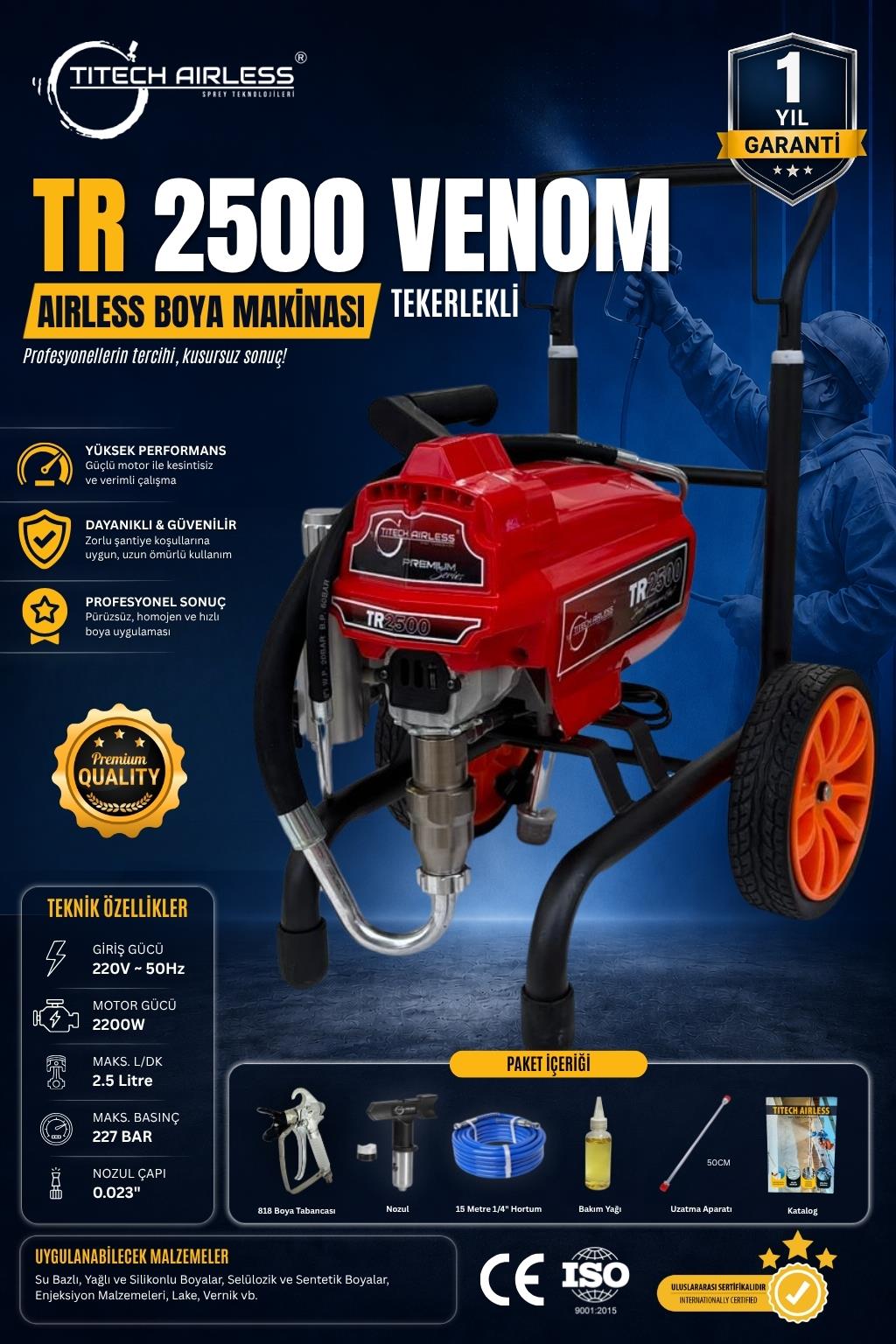 TR-2500 VENOM Elektrikli Airless Boya Makinası - Dijital