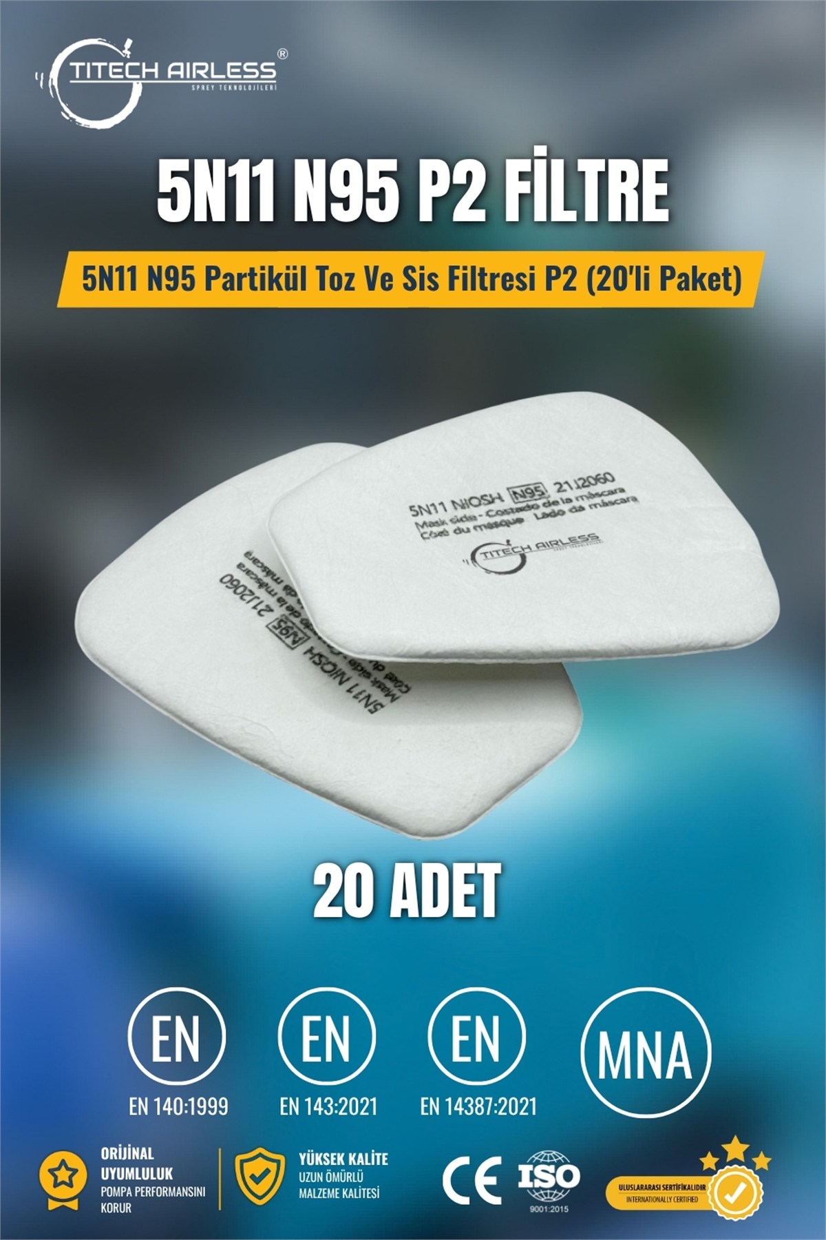 5N11 N95 Partikül Toz Ve Sis Filtresi P2 (20li Paket)