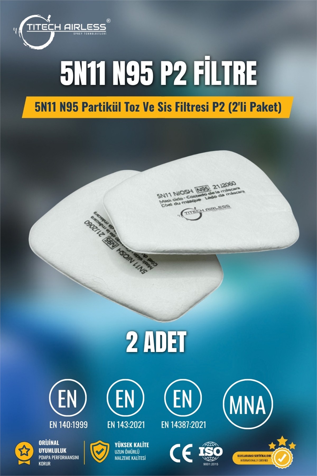 5N11 N95 Partikül Toz Ve Sis Filtresi P2 (2 ADET)