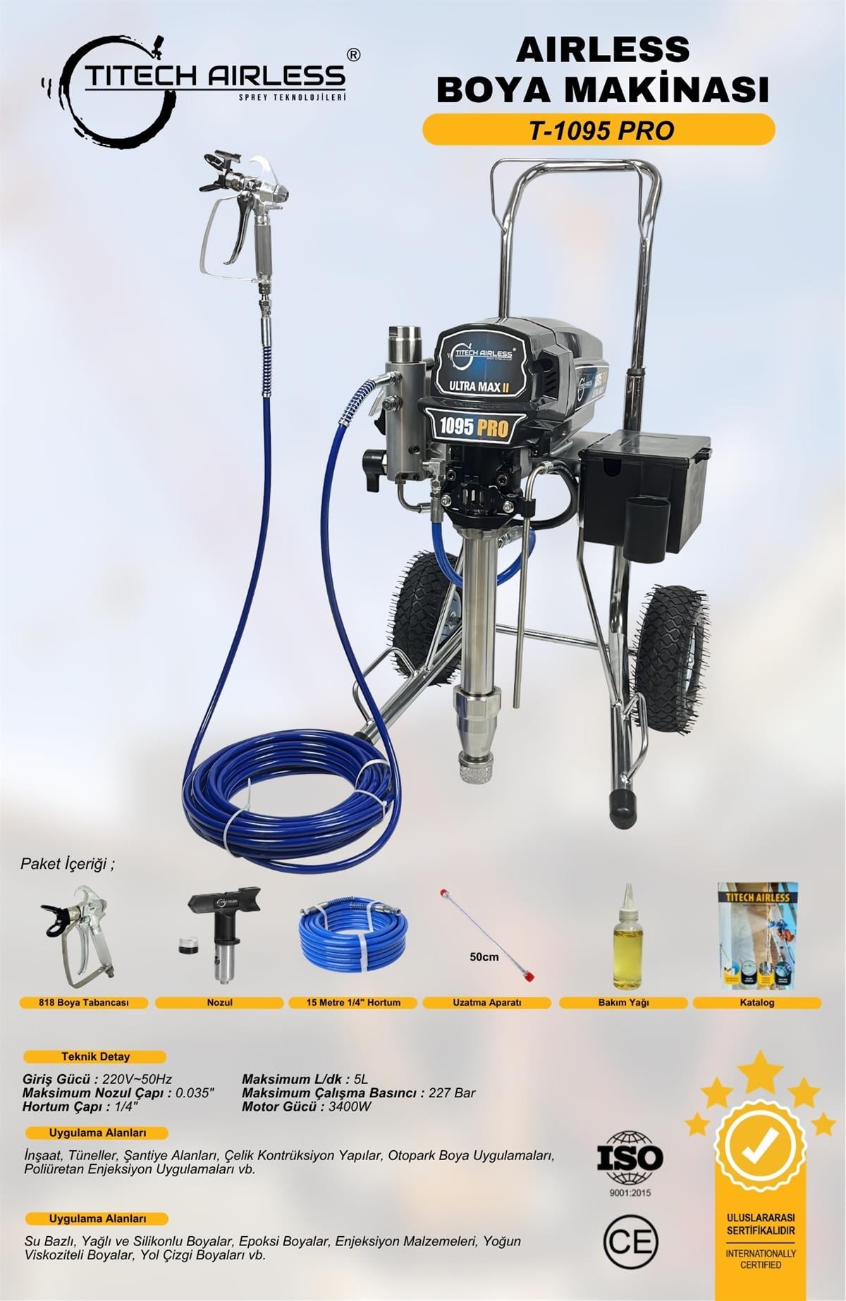 T-1095 PRO Elektrikli Airless Boya Makinası-Dijital