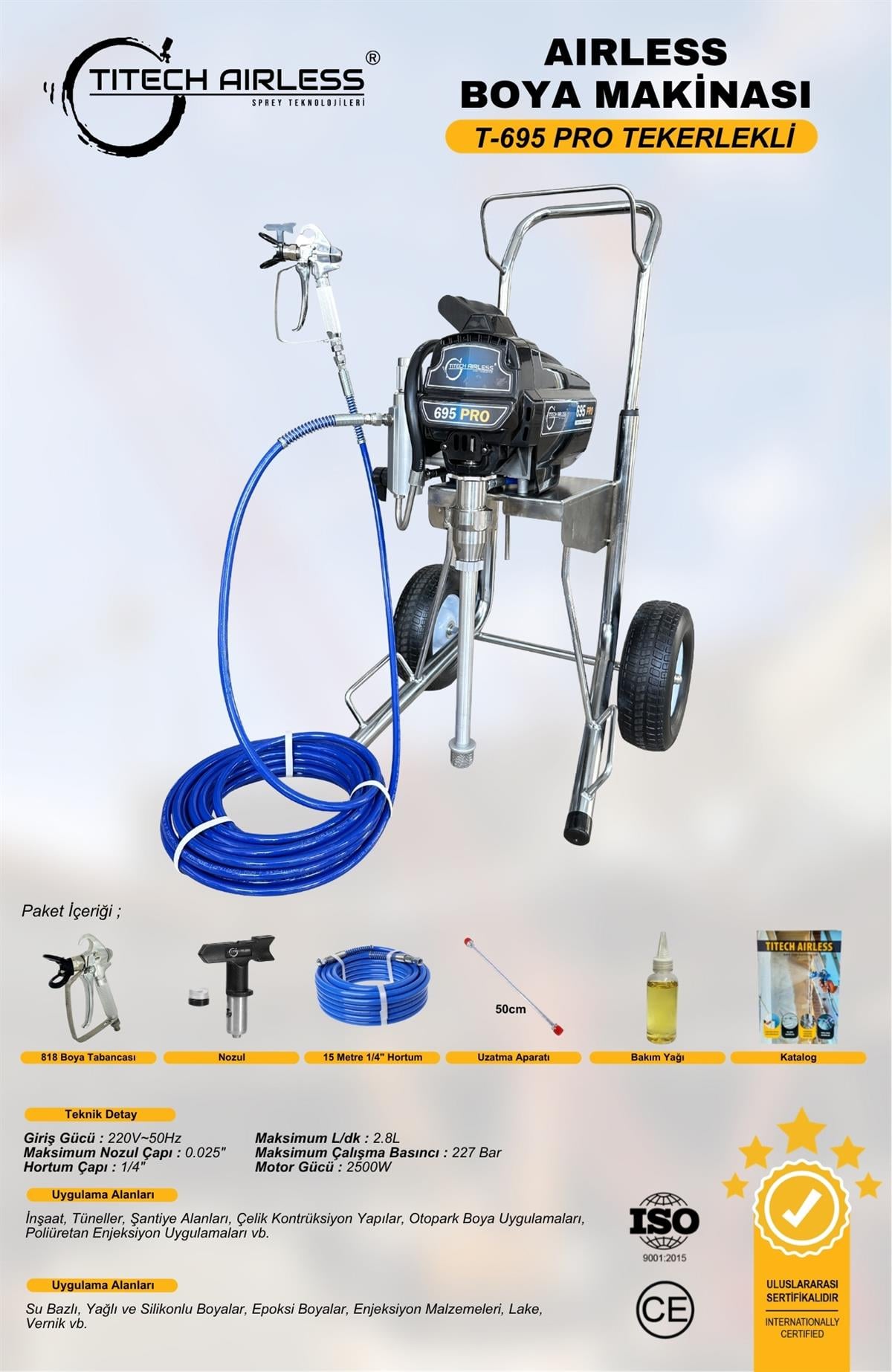 T-695 Elektrikli Airless Boya Makinası Tekerlekli - Dijital
