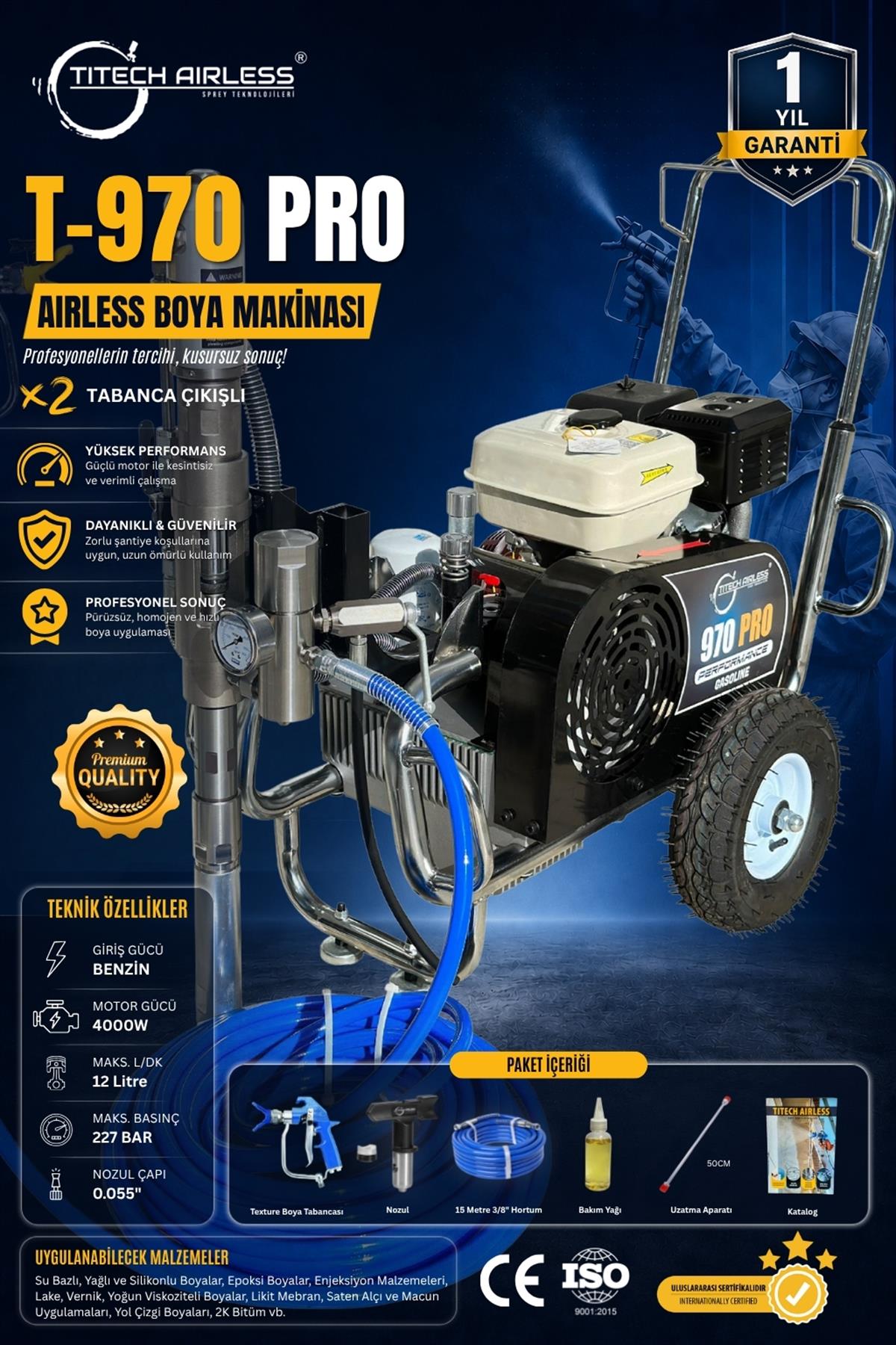 T-970 PRO Benzinli Hidrolik Boya Makinası (Kartsız)