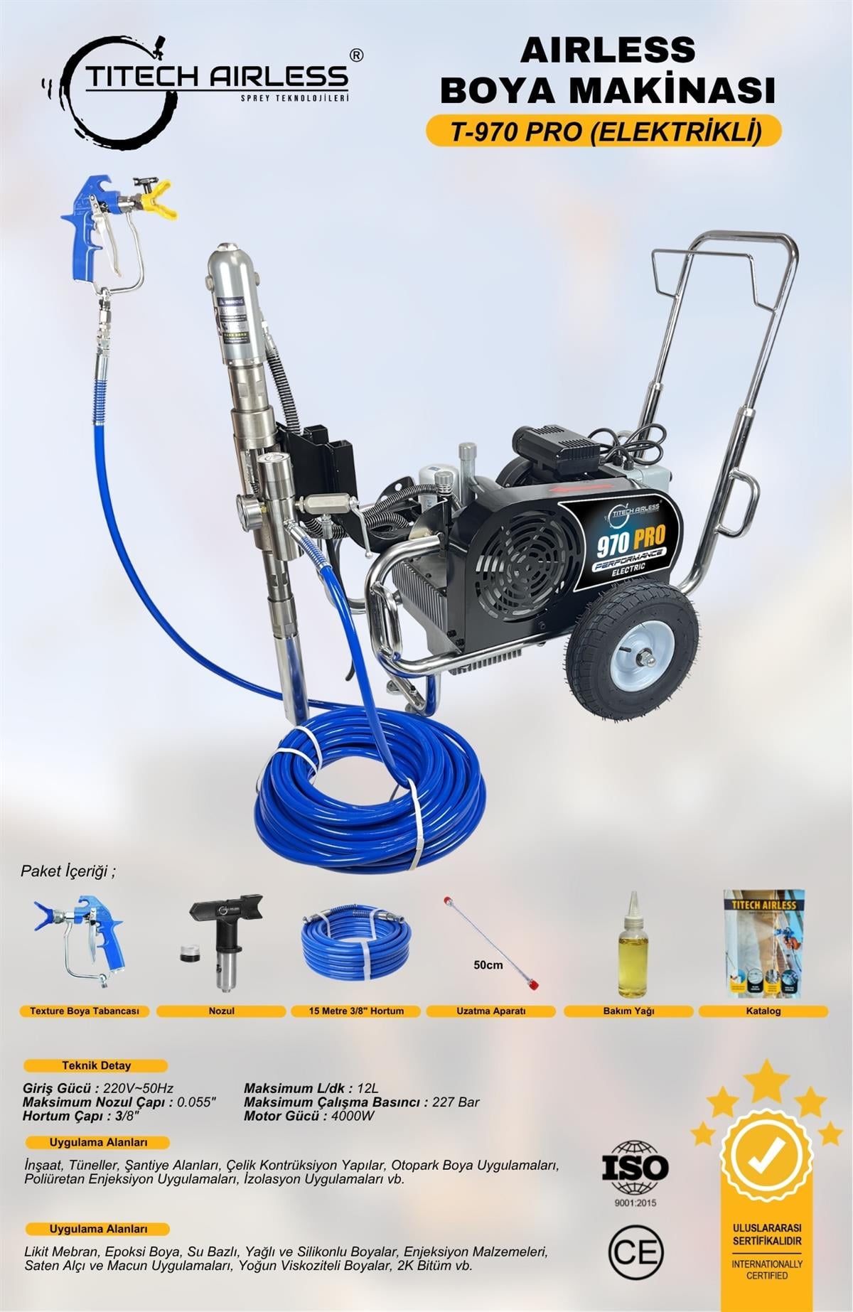 T-970 PRO Elektrikli Hidrolik Boya Makinası (Kartsız)