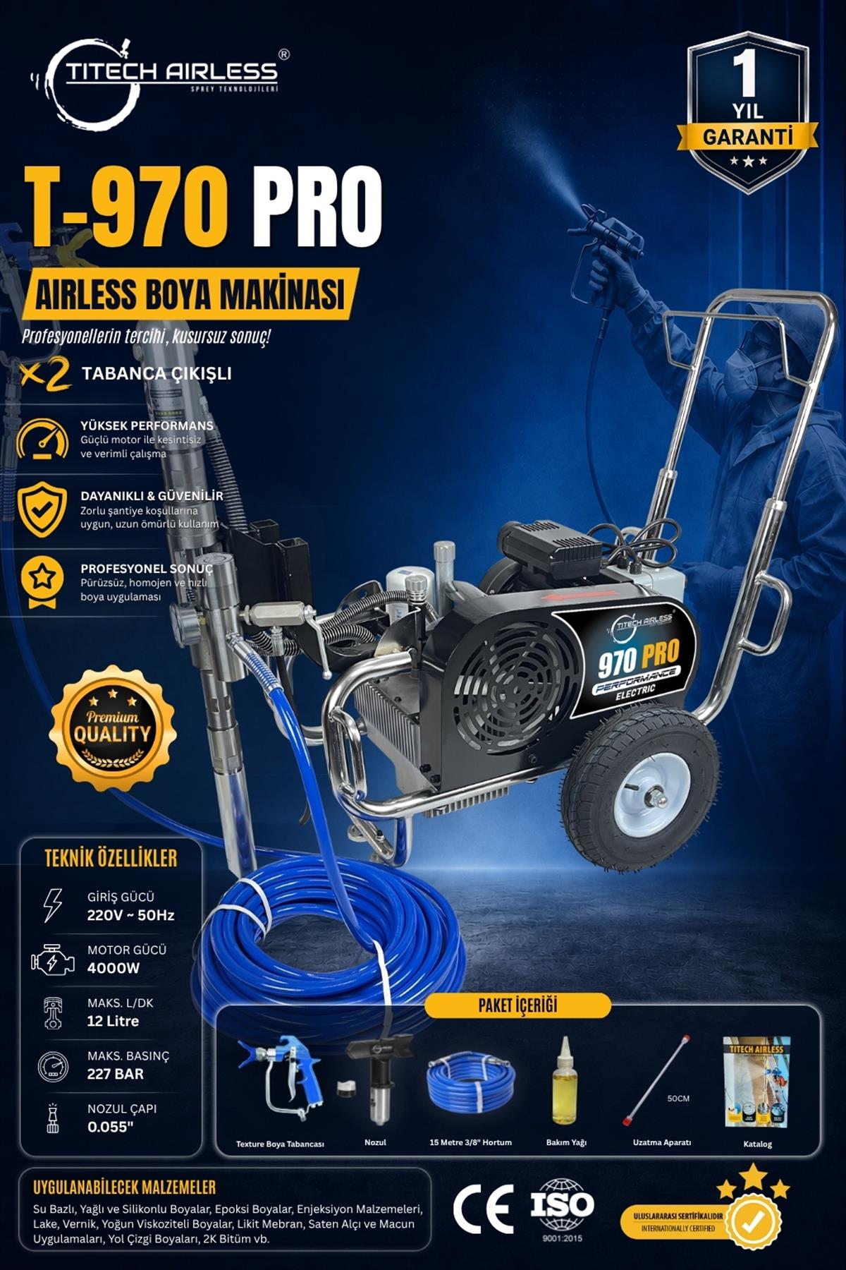 T-970 PRO Elektrikli Hidrolik Boya Makinası (Kartsız)