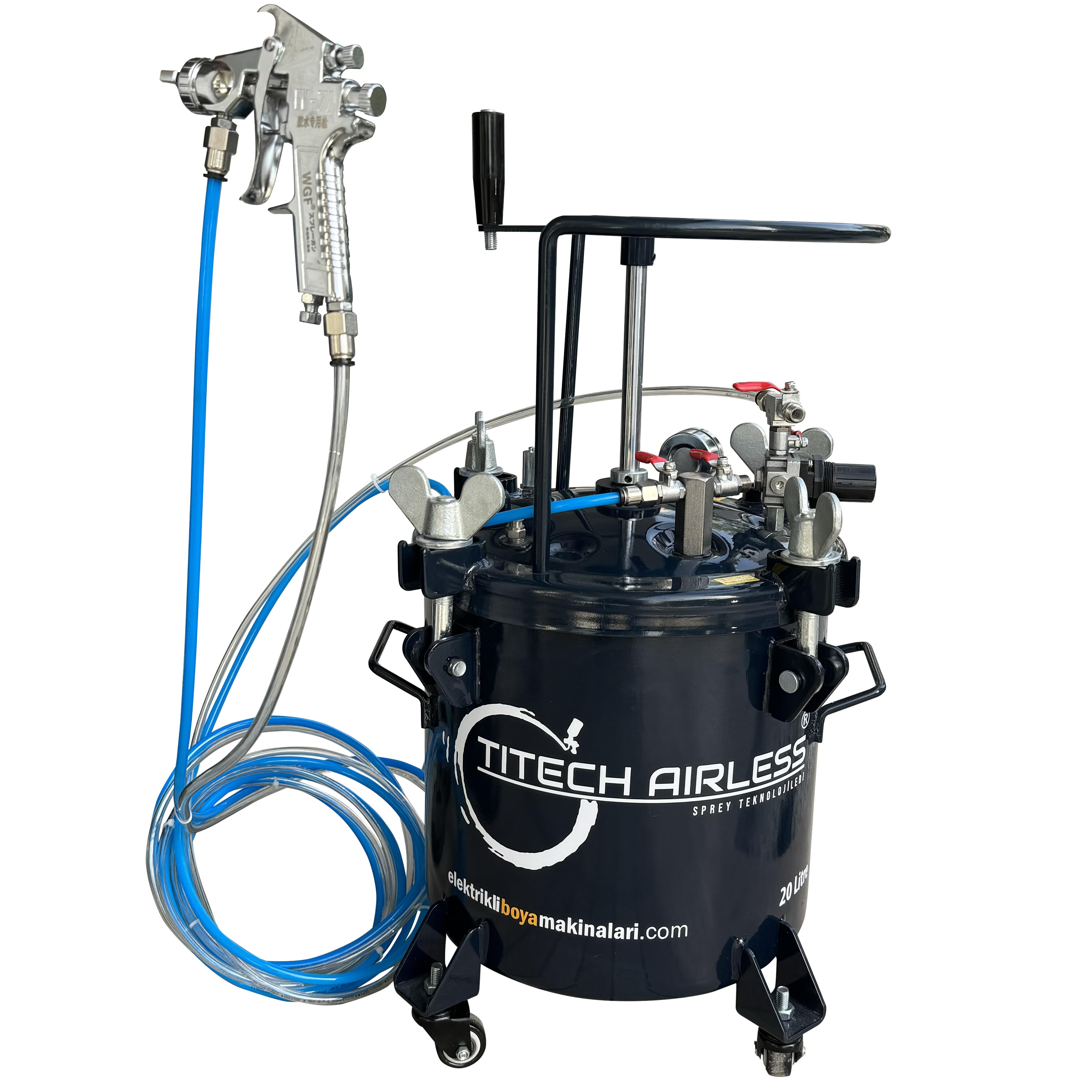20 Litre Manuel Karıştırıcılı Teflon Kaplı Basınçlı Boya Tankı