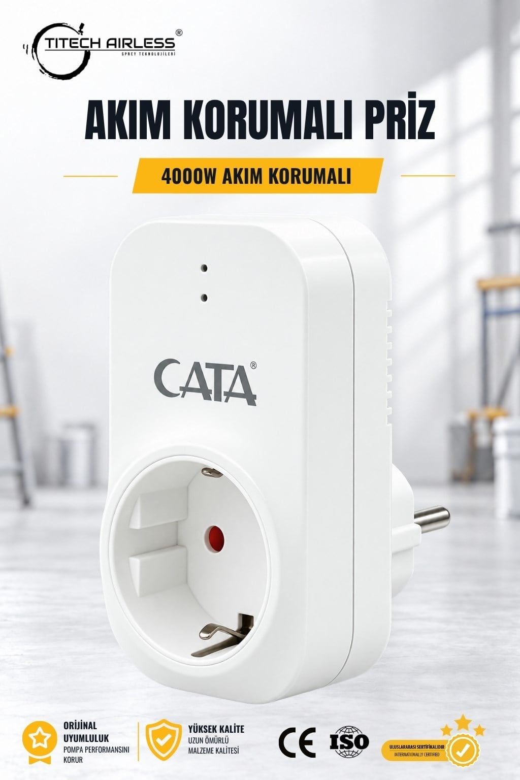 4000W Akım Korumalı Tekli Topraklı Priz
