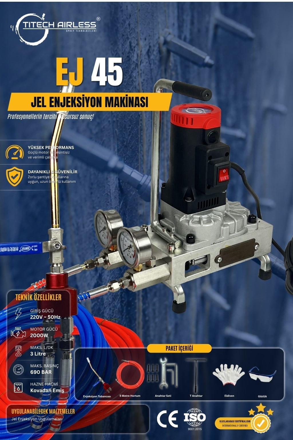 EJ-45 Çift Emişli Uzaktan Kumandalı Jel Enjeksiyon Makinası