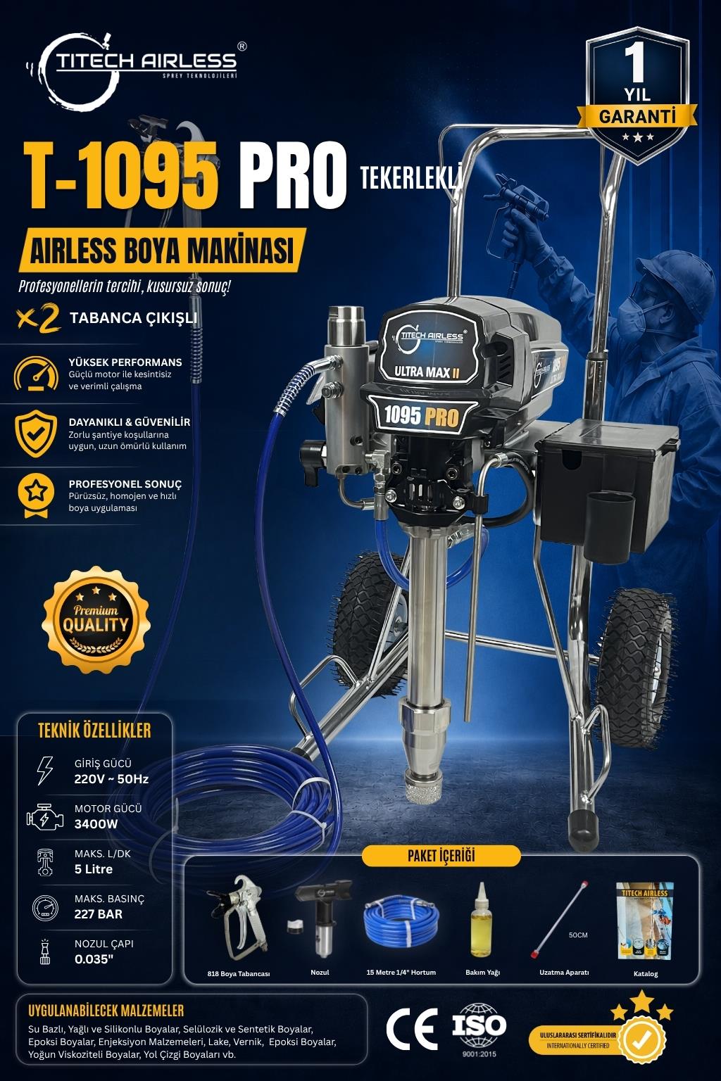 T-1095 PRO Elektrikli Airless Boya Makinası-Dijital