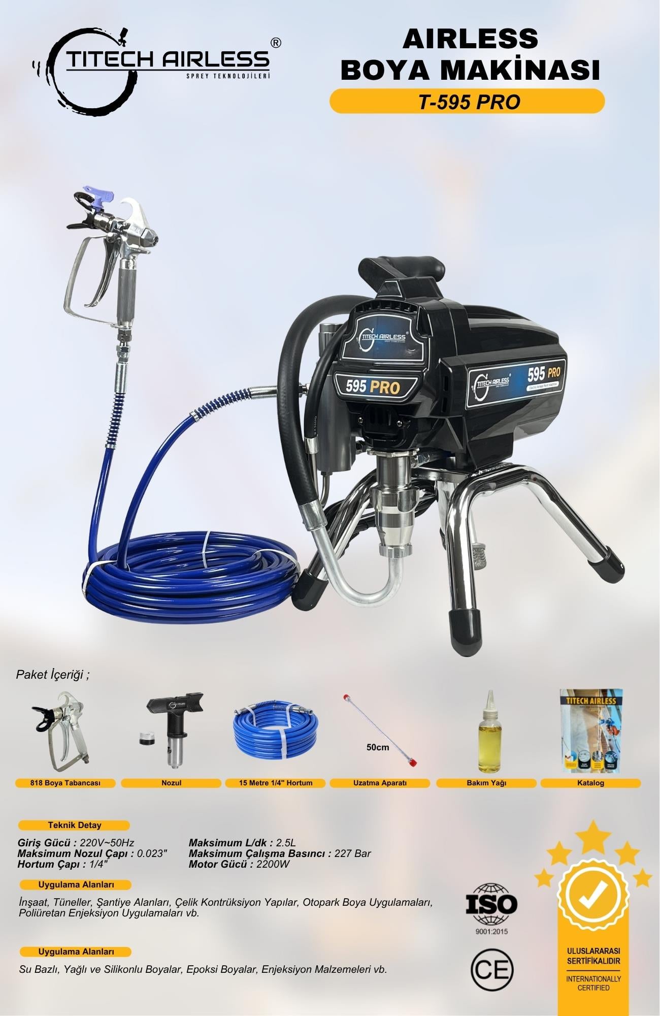 T-595 Elektrikli Airless Boya Makinası - Dijital