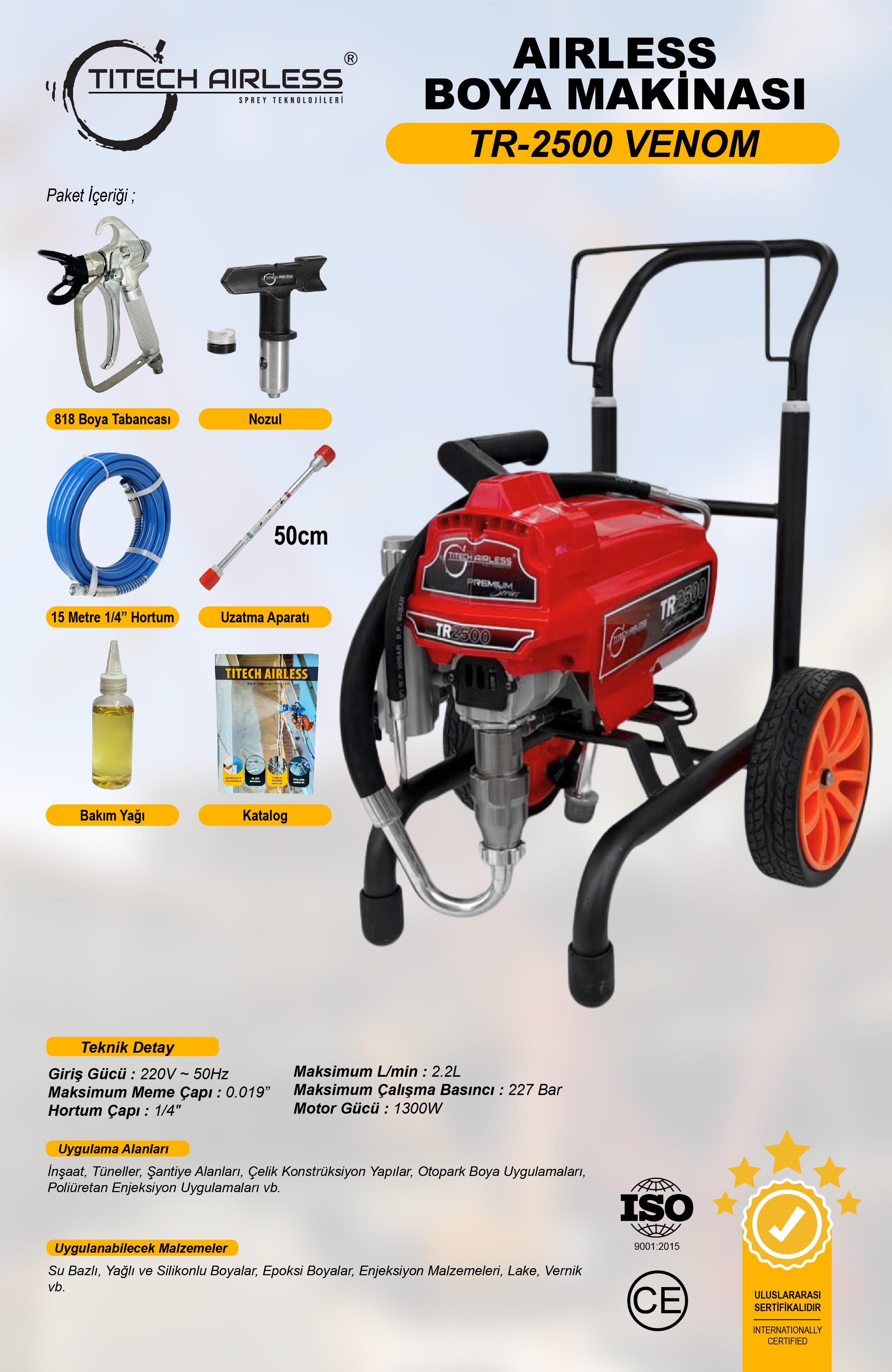 TR-2500 VENOM Elektrikli Airless Boya Makinası - Dijital