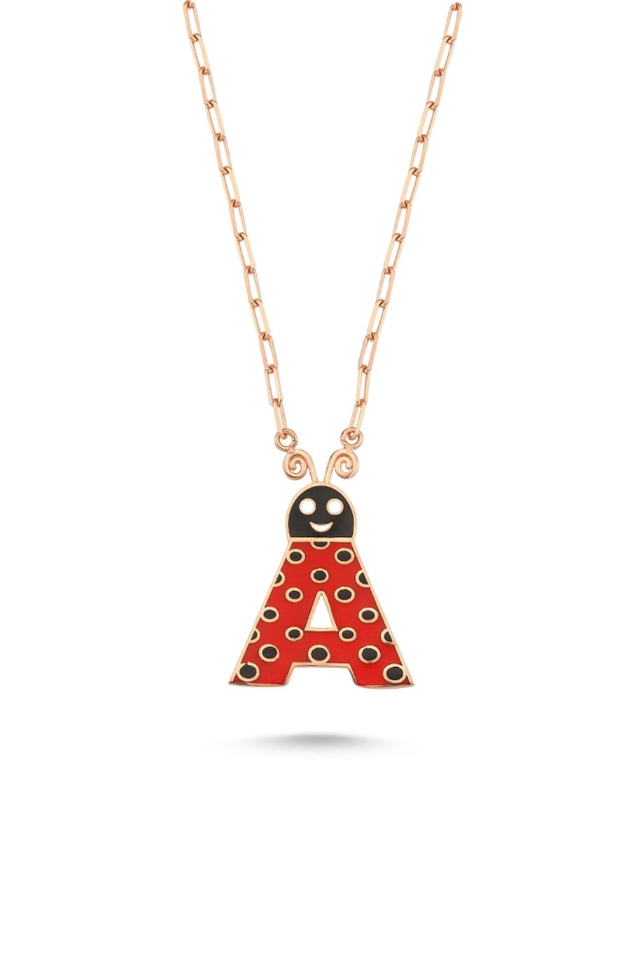 MİNELİ UĞUR BÖCEĞİ HARF KOLYE