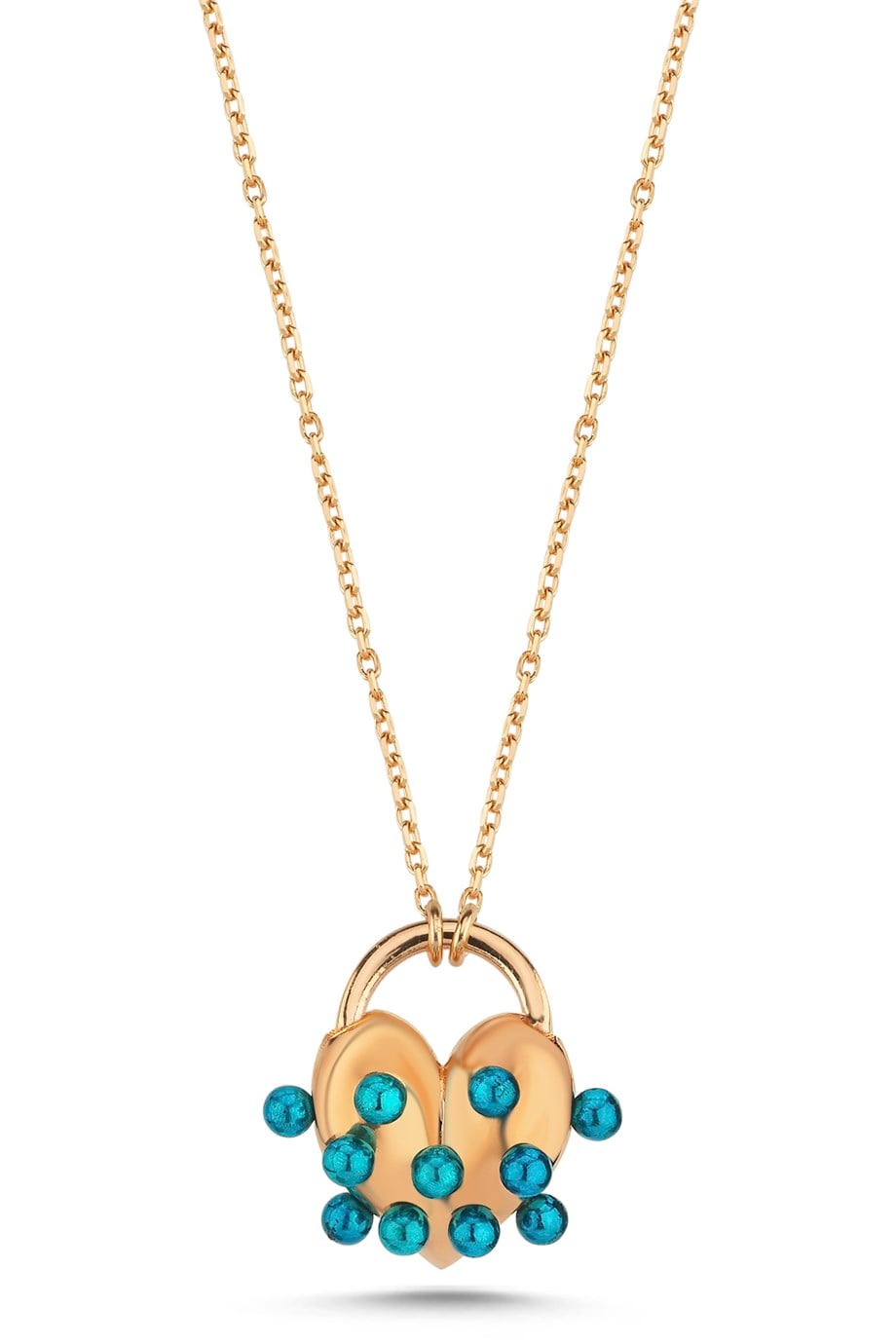 MAVİ BONBONLU KALP KOLYE