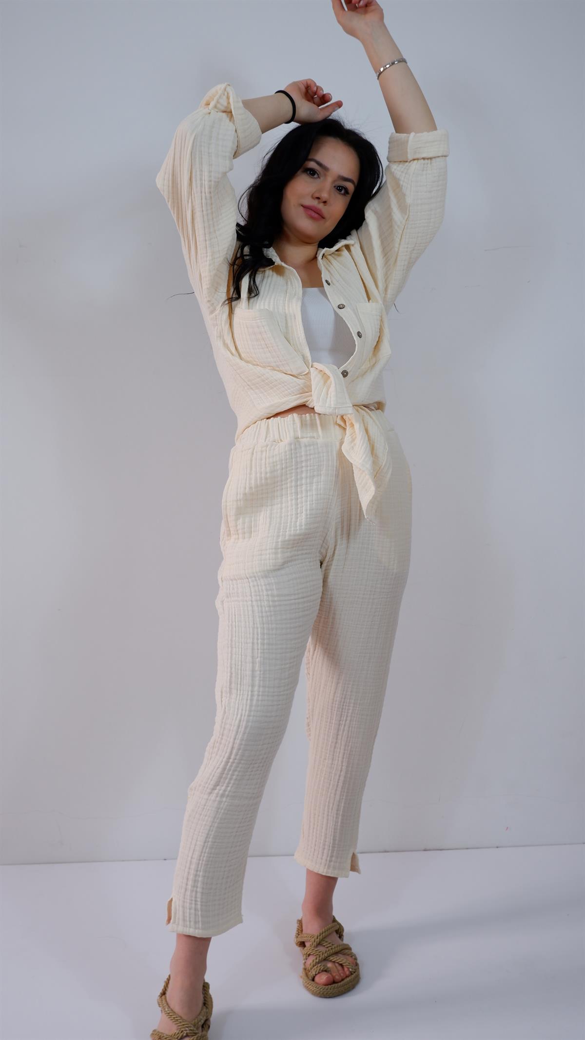 Spring-Summer Collection Müslin Gömlek Pantolon Takımı