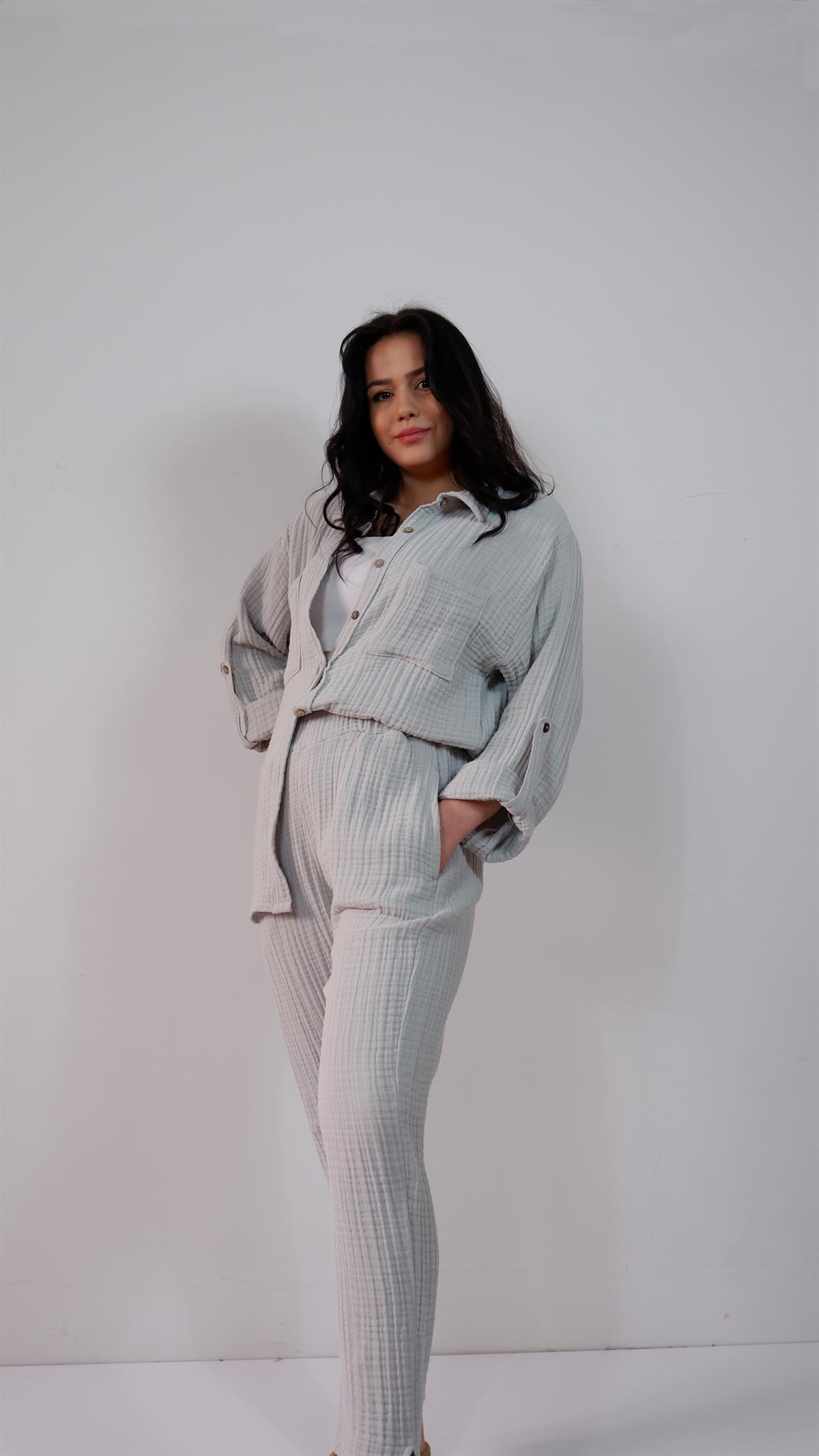 Spring-Summer Collection Müslin Gömlek Pantolon Takımı