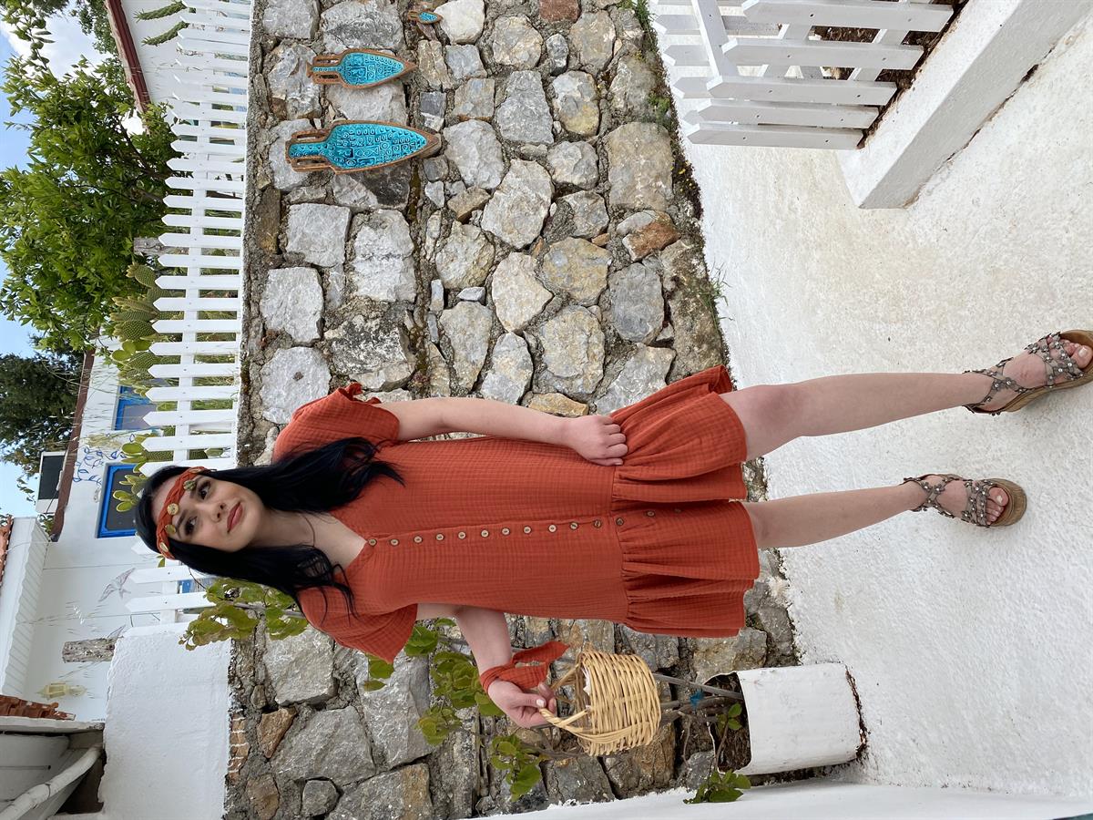 Spring-Summer Collection Müslin Uçan Kol Elbise