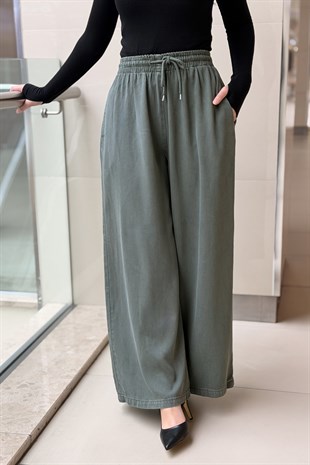 Mahal Beli İpli Lastikli Bol Pantolon