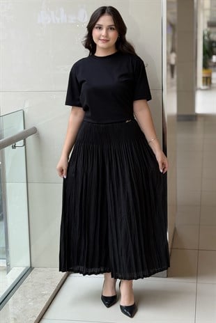 Ghisa Beli Lastikli Pliseli Bol Pantolon