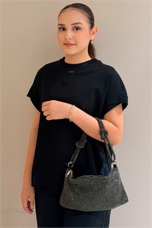 Ccs Full Taşlı Omuz Askılı Clutch Çanta