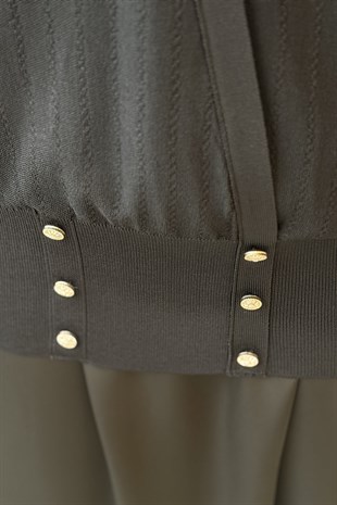 Ghisa Taş Düğmeli Merserize Süveter Hırka