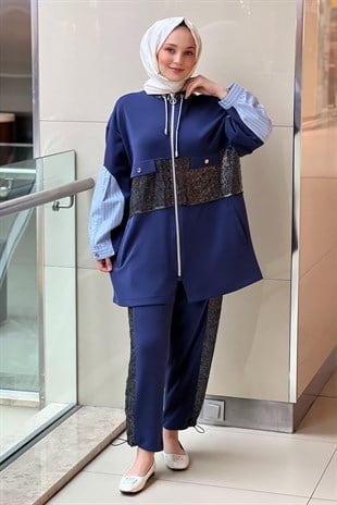 Ghisa Renkli Payet Detaylı Modal Pantolonlu Takım