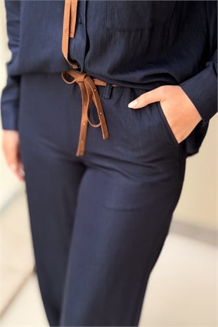 Twist Kontrast Kuşaklı Pantolon