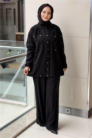 Ceremony Tek Kolu Çiçek Aksesuarlı Pantolonlu Takım