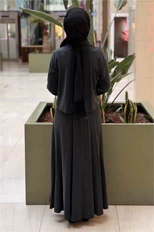 Nurcan Çetin Degaje Yaka Önü Büzgü Desenli Tunik Etek Takım