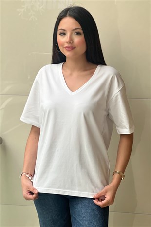 İpekyol V Yaka Kısa Kol Basic Tshirt