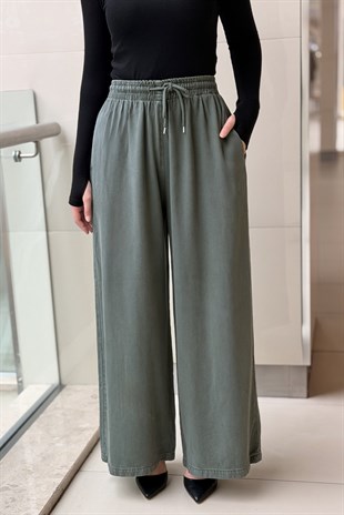 Mahal Beli İpli Lastikli Bol Pantolon