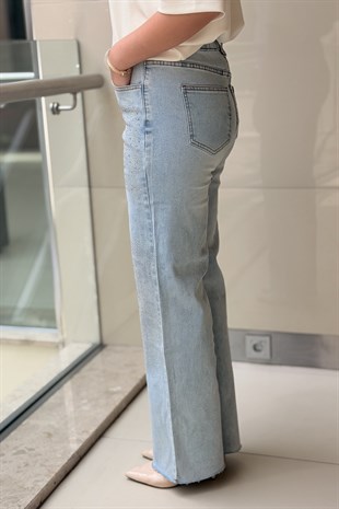 Ghisa Önü Taş İşlemeli Jean Pantolon