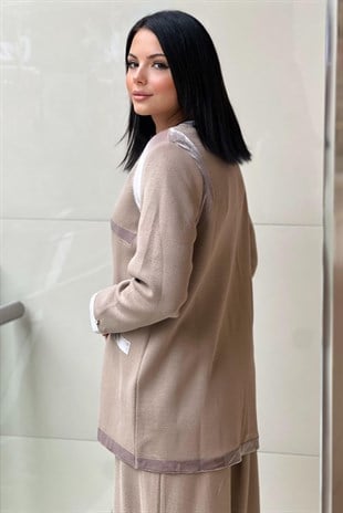 Missdalida 9040-23K Kadife Detaylı Klasik Hırka