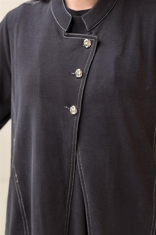 Nurcan Çetin Spor Dikiş Kolları Apoletli Kap Tunik Pantolon 3lü Takım