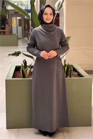 Nuss Degaje Kapak Detaylı Modal Elbise