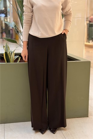 Ceremony Beli Yarım Lastik Detaylı Navi Pantolon